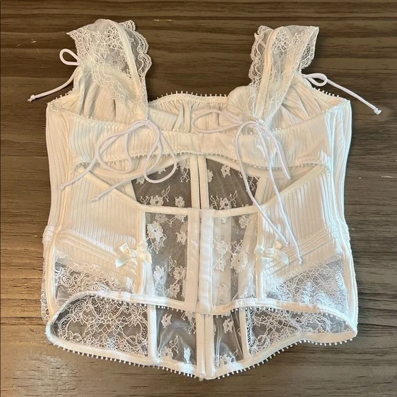 FOR LOVE AND LEMONS DAHLIA WHITE CORSET/BUSTIER LARGE - Picture 8 of 16
